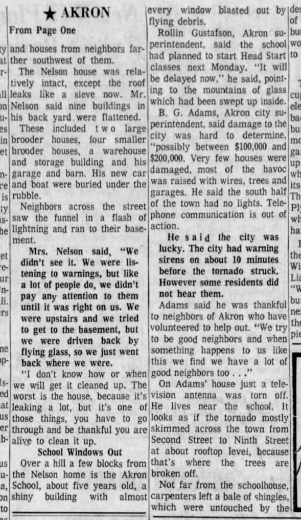 Sioux City Journal, Akron Tornado 3